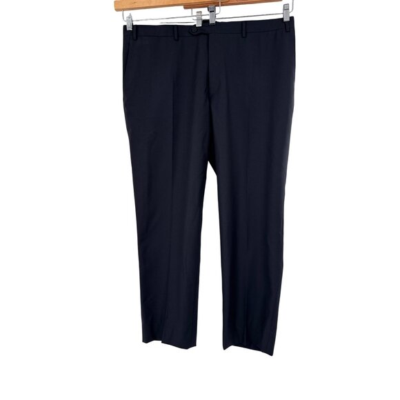 Canali Mens Wool Dress Pants Blue Flat-Front 40x29 - Picture 1 of 6